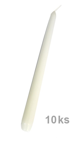 Svíčka kónická bílá 24,5 cm, 10 ks