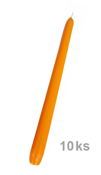 Svíčka kónická oranžová 24,5 cm, 10 ks