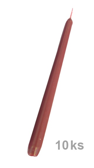 Svíčka kónická tmavě červená 24,5 cm, 10 ks